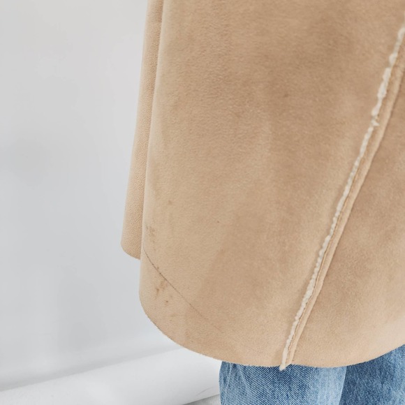 Vintage Gap 90s vegan suede longline faux sherpa button down jacket medium - Picture 3 of 5